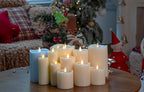 3-Wick Flameless Pillar Candle with Remote Timer, 3D Moving Flame Real Wax Led Candles (Ivory with Melty-Look Art Water, 6.5in) - color: Ivory with Melty-Look Art Water