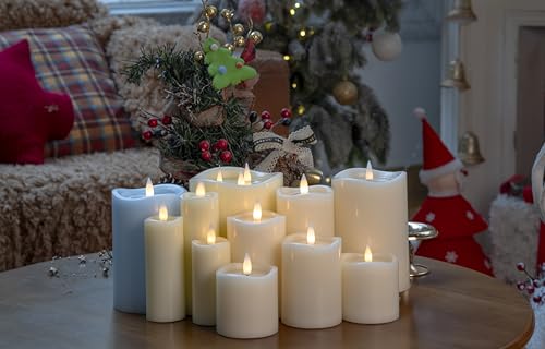 3-Wick Flameless Pillar Candle with Remote Timer, 3D Moving Flame Real Wax Led Candles (Ivory with Melty-Look Art Water, 6.5in) - color: Ivory with Melty-Look Art Water