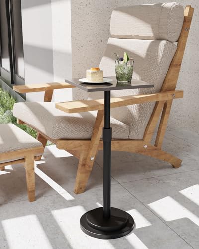Versatile End Table with Metal Base, Height Adjustable, Vintage Square Indoor Metal Plant Stand, for Sofa, Bedside Small Couch, Living Room and Bedroom, 1 Pack, Dark Brown, GBZ001SZ-1 - color: Dark Brown, size: Square