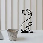 Dog Minimalist Art Wall Sculpture, Abstract Metal Wire Geometric Line Drawing Art Statue (Dog)