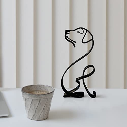 Dog Minimalist Art Wall Sculpture, Abstract Metal Wire Geometric Line Drawing Art Statue (Dog)