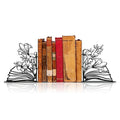 Metal Flower & Book Design Decorative Bookends – Cute Bookends for Shelves, Reading Room Decor for Book Lovers