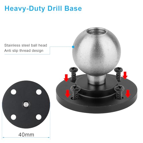 Aluminum Heavy Duty Drill Base Tablet Holder for Car,Tablet Mount for Truck,Commercial Vehicles,Dashboard,Boat and Wall Compatible with 4"-12.9" iPad Pro/Mini/Galaxy Tab//Phones,Large Case Friendly