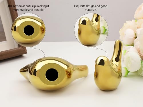 Small Birds Statues Gold Home Desk Wall Decor Modern Style Bird Figurine Sculpture Decorative Ornaments for Shelf, Bedroom, Living Room, Knick Knacks, Office Desktop, Cabinets(Gold Birds 2Pcs) - color: Gold