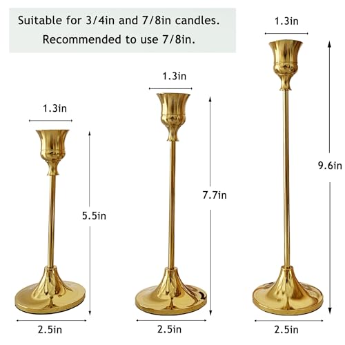 6PCS Brass Candlestick Holders Gold Candle Holders Taper Candle Holders Decorative for Thanksgiving Decor Christmas Dinning Wedding Party Anniversary - color: Gold