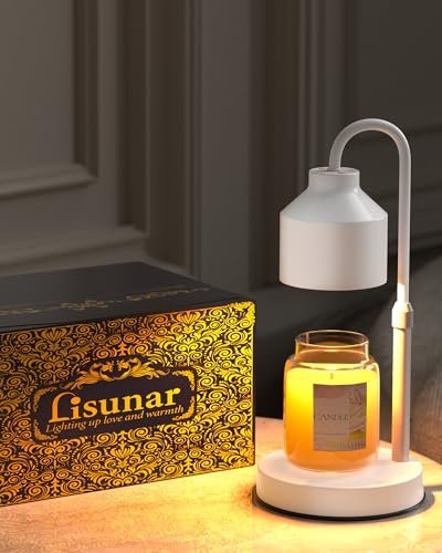 LISUNAR Electric Candle Warmer Lamp White, Candle Lamp Warmer with Timer, Wax Warmer Lamp for Jar Candles, Adjustable Height Candle Light Warmer with 2 Bulbs - color: White-A1