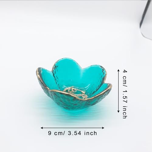 Green Flower Ring Jewelry Tray, Small Glass Jewelry Dish for Women, Room Decor Trinket Tray for Earrings Necklaces, Wedding Engagement Ring Holder, Key Dish Jewelry Plate Bowl Gift - color: Green