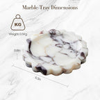 SAMAH Calacatta Viola Natural Marble Tray, Scalloped Bathroom Tray, Luxury Decorative Trays for Bathroom, Vanity, Dresser, Kitchen & Home Decor, Valentine's Day House Warming Gifts New Home(Round) - size: 6.3"
