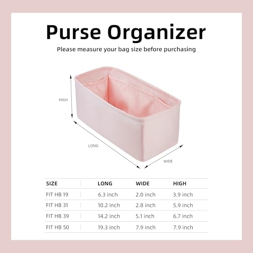 DGAZ Silk Purse Organizer Insert Fits Hermes Herbag 31/39/50 Bags, Luxury Handbag & Tote Organiser, Simplicity bag insert(Pink,H19) - color: Pink, size: H19