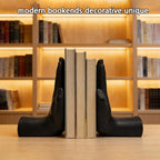 jinhuoba Decorative Bookends Hands Book Ends, Black Heavy Book Holder Ends for Shelves, Novelty Heavy Duty Book Ends for Shelves Office Home Desk Bookshelf, 8.5"(L) x 3.5"(W) x 6.8"(H), Resin