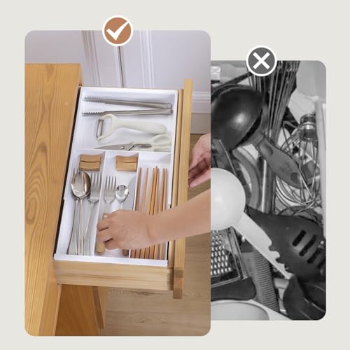 Plastic Drawers Organizer for Office Bathroom Bedroom Kitchen Desk - 1 Layers More White Storage Tray - Expandable 11.4-18.1 Inches (SHALLOW 1") - size: SHALLOW 1"