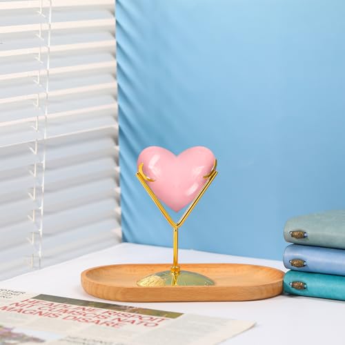 Gold 2 Pcs Heart Shape Metal Display Stand Adjustable Golden Rock Display Holder for Gemstones Minerals Agate Slabs Plates Seashell Sphere Crystal Ball Eggs Collectibles - color: Gold
