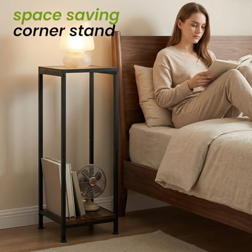 TOSKING 30" Tall Plant Stand, 2-Tier Metal & Wood Plant Shelf, Heavy Duty Flower Pot Holder (Holds 160 lbs) for Living Room, Corner, Balcony and Garden - size: 2-tier 30'' Wood