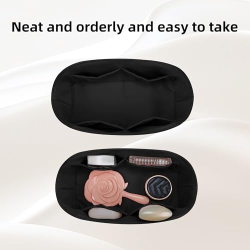 DGAZ Silk Purse Organizer Insert Fits Dior Toujours Bags，Silky Smooth Bag Organizer，Luxury Handbag & Tote Shaper(Black,Toujours M) - color: Black, size: Medium