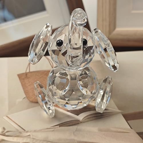 DUQGUHO Crystal Elephant Gifts for Women - Cute White Decor, Glass Figurine, Inspirational Gift for Mom - Home Animal Ornament Statue - color: Clear