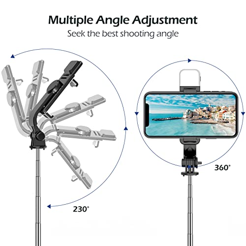 Aureday Selfie Stick with Wireless Bluetooth Remote, Portable 41 Inch Gopro Selfie Stick Tripod with Light, Compatible with iPhone 14/13 Pro/12/11 Pro/Max/XS/XR/X/8/7 and Android Smartphones - size: 41in