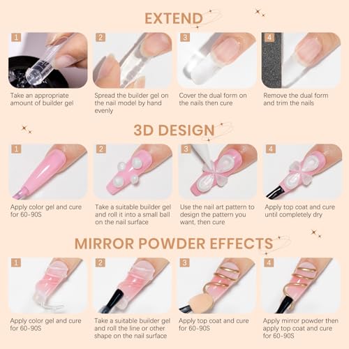 3d Gel Nail Art Sculpture Non Stick Hand Molding Gel for Nails Multifunctional Solid Builder Gels for Extension Carving Sculpting Beauty Charms for Beignner and Salon DIY - color: Clear&Pink&Pearl White