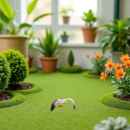 Hemoton Mini Seagull Ornament 3.14In Desktop Decoration Lifelike Bird Craft Sculpture for Indoor Outdoor Display Table Accent