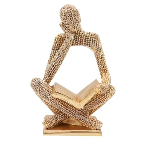 Sparkling Gold Reading Women Statue, Thinker Sculptures, Abstract Art Ornament, Modern Aesthetic Figurine Decoration for Home Living Room Bedroom Office Shelf Table Desk Bookshelf Decor - color: Right
