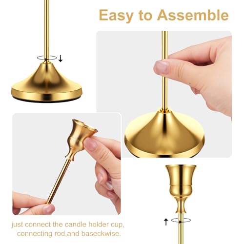 Gold Taper Candle Holders for Pillar Candles, Brass Candlestick Holders, Skinny Candle Holder Decor for centros de mesa Table Centerpiece - color: Golden