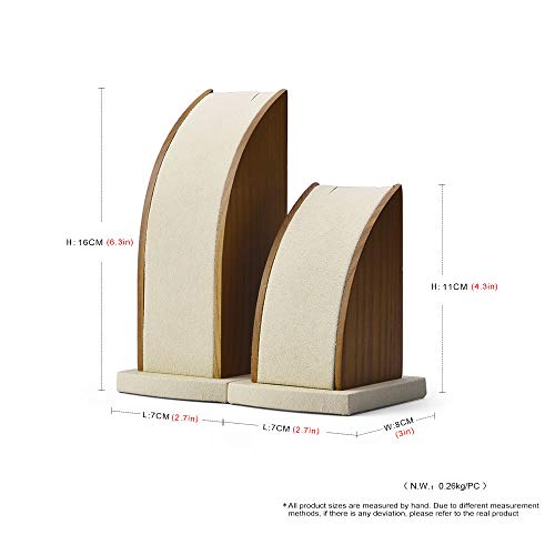 Oirlv 2Pcs/Set Necklace Pendant Display Stand Jewelry Display Holder Solid Wood Base (Creamy-White) - color: Creamy-White