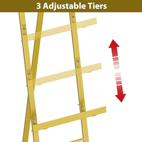 58''H Gold Easel Stand for Sign, Adjustable Welcome Wedding Sign Stand for Display with Chain Support, Heavy Duty Metal Poster Easel Holder for Party Painting, 17'' x 17'' x 58''H（1 Pack） - style: 1pack-Gold