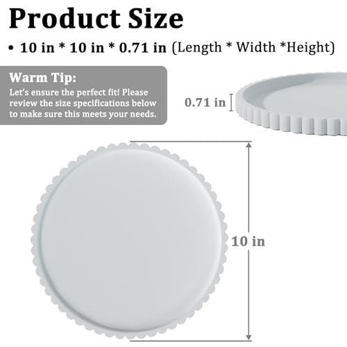 Silicone Bathroom Vanity Tray, Modern Round Decorative Tray for Countertop, Waterproof & Unbreakable Cosmetic Perfume Organizer, Extra-Thick & Sturdy, Easy to Clean Candle Tray (White, 10 inch) - color: White, size: 10"