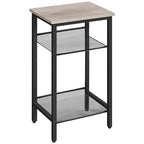 HOOBRO Tall Side Table, 3-Tier Telephone End Table with Adjustable Mesh Shelves, Small Entryway Table with Storage, Small Nightstand for Living Room, Bedroom, Hallway, Office, Greige BG01DH01G1 - color: Greige + Black