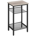 HOOBRO Tall Side Table, 3-Tier Telephone End Table with Adjustable Mesh Shelves, Small Entryway Table with Storage, Small Nightstand for Living Room, Bedroom, Hallway, Office, Greige BG01DH01G1 - color: Greige + Black