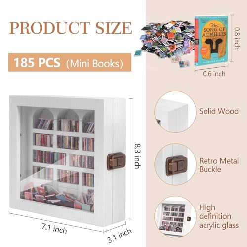 Anxiety Bookshelf – Mini Books Display for Stress Relief and Fun Decor, Perfect Decorative Miniature Library for Book Lovers, Ideal for Home Decor, Office Décor, and Thoughtful Gift Giving - White - color: White