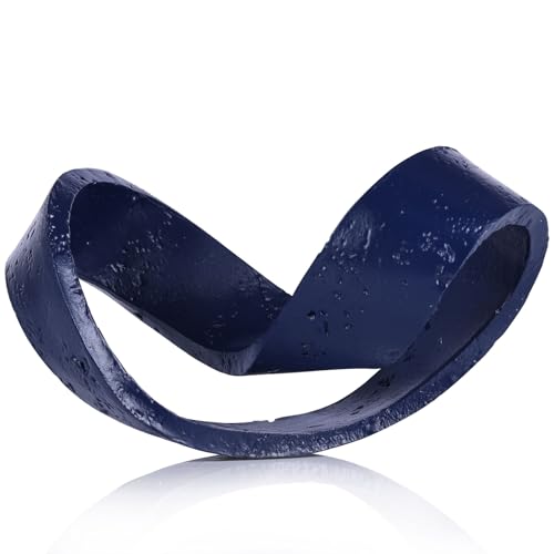 Geometric Knot Sculpture, Modern Coffee Table Decor Abstract Figurines, Boho Home Decor Statue for Shelf, Living Room, Office Desktop, Bedroom, Bookcase Decorative (Blue) - color: Blue