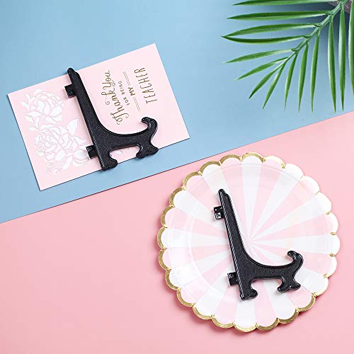 Artliving 5" Black 24pcs/Set Plastic Easels Plate Display Stands Picture Frame Stand Holder - color: Black, size: 5inch(24piece)