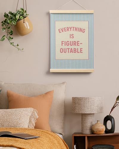 FGFK Everything Is Figureoutable Positive Affirmations Wall Art Poster Hanger Frame, Preppy Pink and Blue Inspirational Canvas Prints Framed Wall Decor for Office Classroom Home Bedroom, 12x16 Inch - color: Preppy Pink and Blue