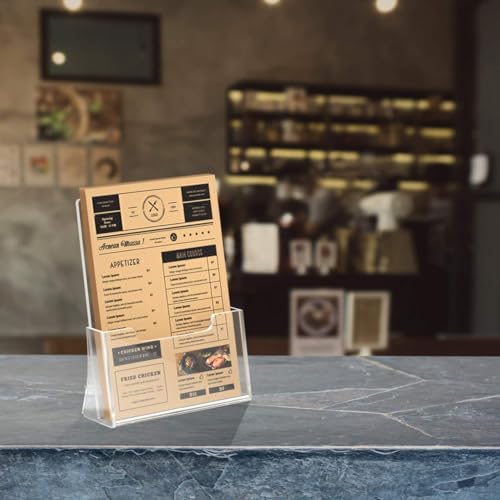 HIIMIEI 2 Pack 4 inch Wide Acrylic Brochure Holders for Pamphlets, Cards, Brochures, Magazines, Literature, Pamphlets Display Stand for Countertop - size: 4''x 6''
