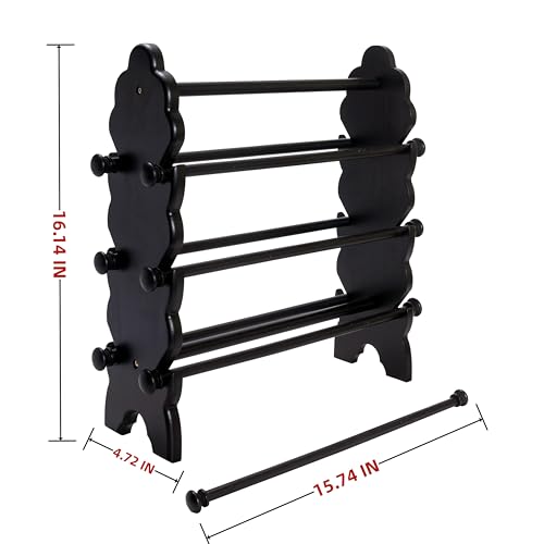 Two-Sided Wooden Jewelry Bracelet Holder Display Stand with 6 Removable Holders - 3 Tier Bar Bangle Organizer Perfect for Organizing and Showcasing Bracelets, Watches, and Accessories Black - style: 6 Tier-Black