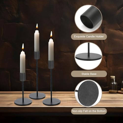 Black Candlestick Holders Bulk for Taper Candles Decorative Metal Candelabra Candle Holders Fit 0.8 Inch Diameter Candles Gold Taper Candle Stands for Wedding Home Party Table Decor (Set of 54) - color: Black, size: 54 pieces