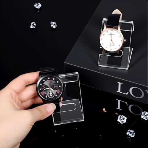 2 PCS Clear Watch Stand, Acrylic Watch Display Single Bracelet Holder Stands Lightweight Bracelet Holder for Men Women Home Office Desk Bedroom Watches Jewelry Decor