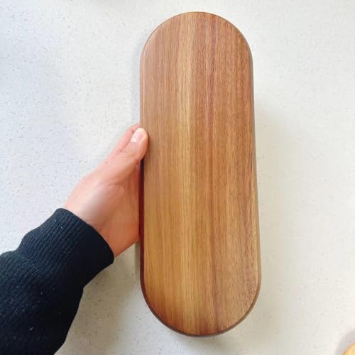 Wooden Serving Platters and Trays,Natural Acacia Wood Serving Trays for Party Wood Plates for Food,Snack,Dessert,Appetizer,Cheese,Fruit,Cookie,Oval Bathroom Vanity Jewelry Tray Platter,11.4"X4.1"1PCS