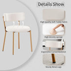 7 Piece Rectangular Glass Dining Table Set, 63'' Modern Kitchen Table Set Gold Base with 6 Luxury White Gold Boucle Dining Chairs, Dining Table and Chairs for Home, Apartment - color: Golden+white Gold Chairs, size: 63'' + 6 Chairs