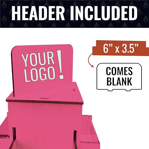 Rotating Display Stand, 3 Tier Wooden Organizer, 4-Sided Display Rack, 360 degree Spinning Multi-Pocket Tabletop Display Stand for Coasters, Stickers, Retail, Showcase, Tradeshow, 17”H, Pink - style: PINK