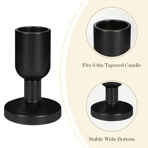 SHOHAYTO Vintage Black Taper Candle Holders Set of 8, Black Candle Stick Holders for Dining Table, Wedding Centerpiece, or Festive Mantel Decor - color: Black