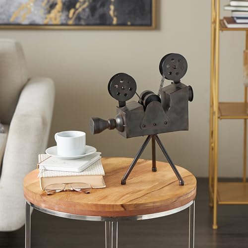 Deco 79 Metal Film Decorative Sculpture Camera Home Decor Statue, Accent Figurine 12" x 7" x 15", Brown