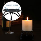 4 PCS 2.7in Iron Pillar Candle Plate, Candle Holders Round Shape, Handmade Decorative Candle Plate Pedestal, for Dinner, Wedding, Party, Spa (Black)