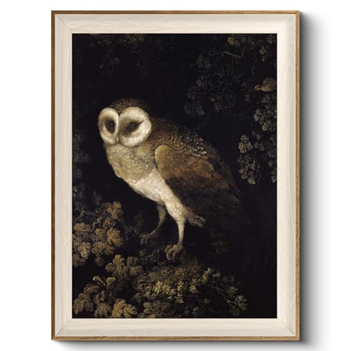 VIYYIEA Framed Wall Art for Living Room, Owl Canvas Prints, Vintage Home Decor, Animals Painting Picture, Bathroom Wall Decor Gifts for Friends or Family - 16L x 12W - color: Animals-【Owl】, size: 16"L x 12"W