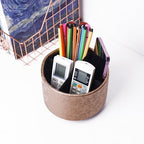 lizimandu Round Leather Art Supply Organizer,Remote Control Holder,360 Degree Spinning,Multi-Functional Pencil Holder,4 Compartments Desktop Stationary Organizer(1-Liuli Cooper) - color: 1-Liuli Cooper