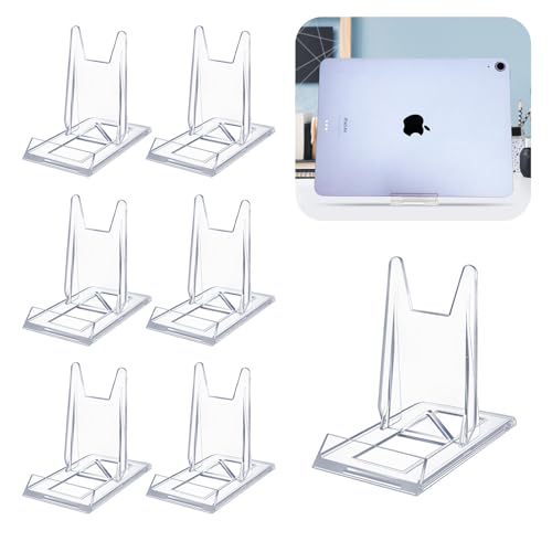 6 Pack Clear Acrylic Adjustable Desktop Book Stand & Display Easel for Tablet Phone Clutch Bag Plate Artwork Magazine Picture Comic Album CD Postcard - Home Office Back to School
