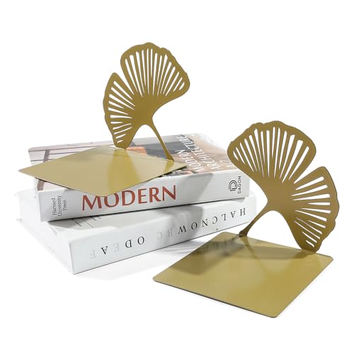 Ginkgo Leaf Metal Bookend, Botanical Leaf Veins Heavy Duty Book Stand, Home and Office Bookshelf Decorative End of The Book (Big Ginkgo Leaf) - color: Big Ginkgo Leaf