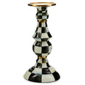 MACKENZIE-CHILDS Courtly Check Enamel Pillar Candlestick, Cute Black-and-White Pillar Candle Stand, Large - color: Courtly Check, size: Large
