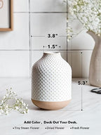 Boho Flower Vase - 5.3 Inch Ceramic White Vase for Pampas Grass, Eucalyptus & Bouquets, Small Home Decor Vases with Dot Embossment, Rustic Farmhouse Centerpiece - style: Dot