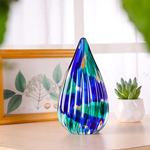 Yao Yuan Hand-Blown Glass Sculpture - Murano-Style Glass Statue and Figurine - Wonderful Gift, Green-Blue - color: Blue Green